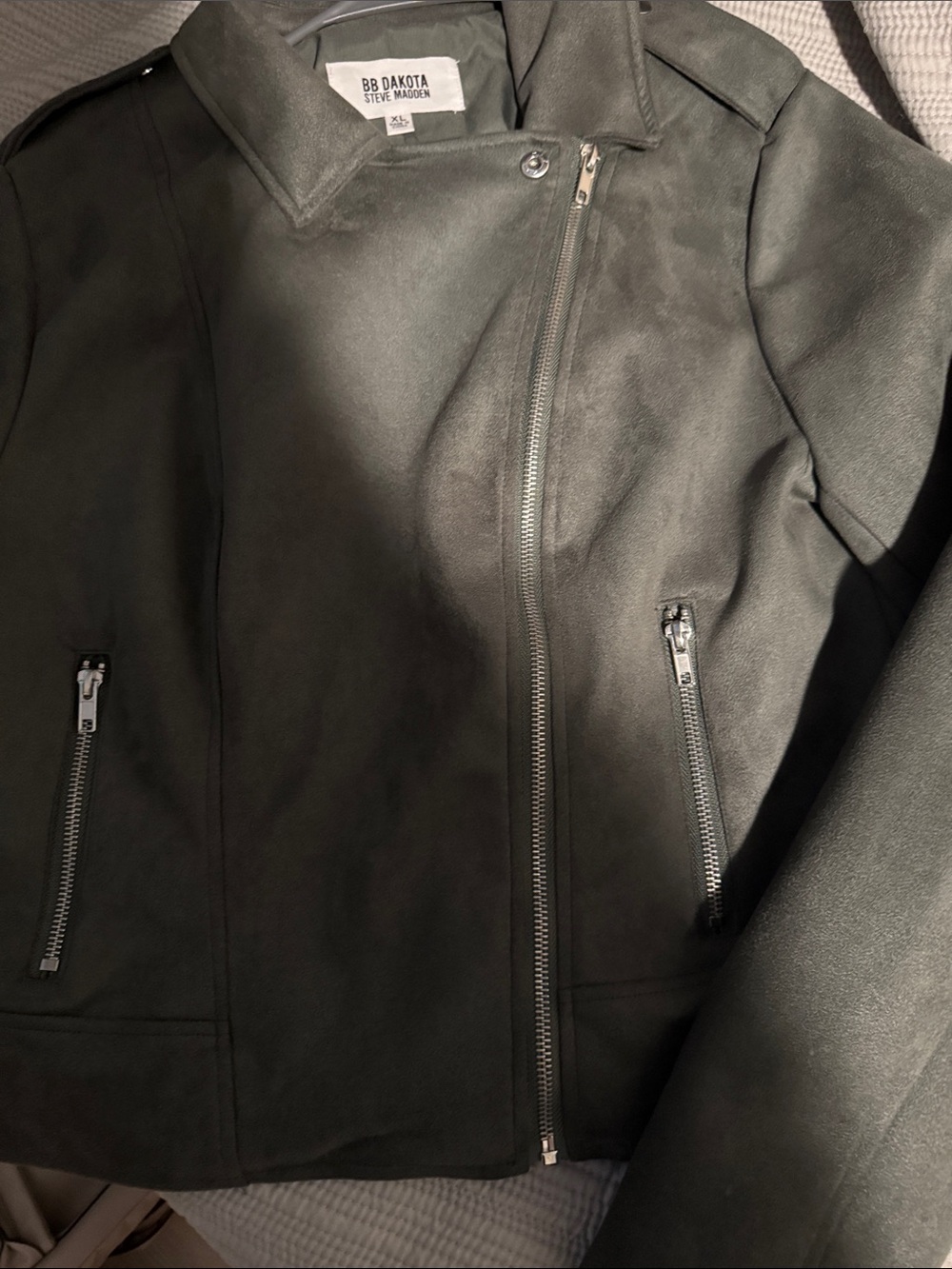 BB Dakota Steve Madden Gray Suede Moto Jacket